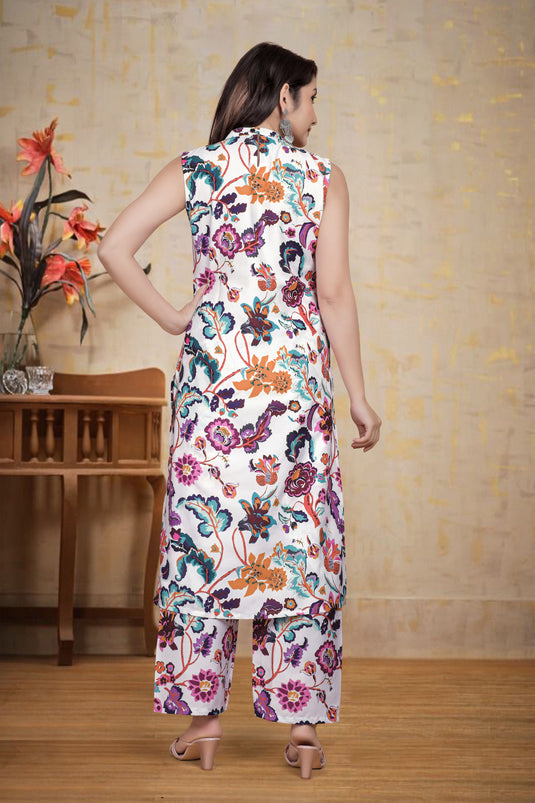 Vibrant Floral Sleeveless Co-Ord Set for Women โ Elegant Summer Ethnic Wear